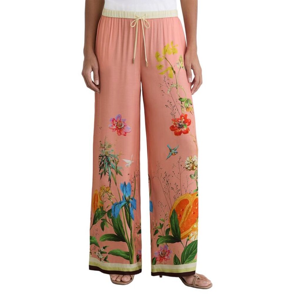 Anne Cole Womens Reiss Petite Milos Tropical Scarf Print Wide Leg Trouser